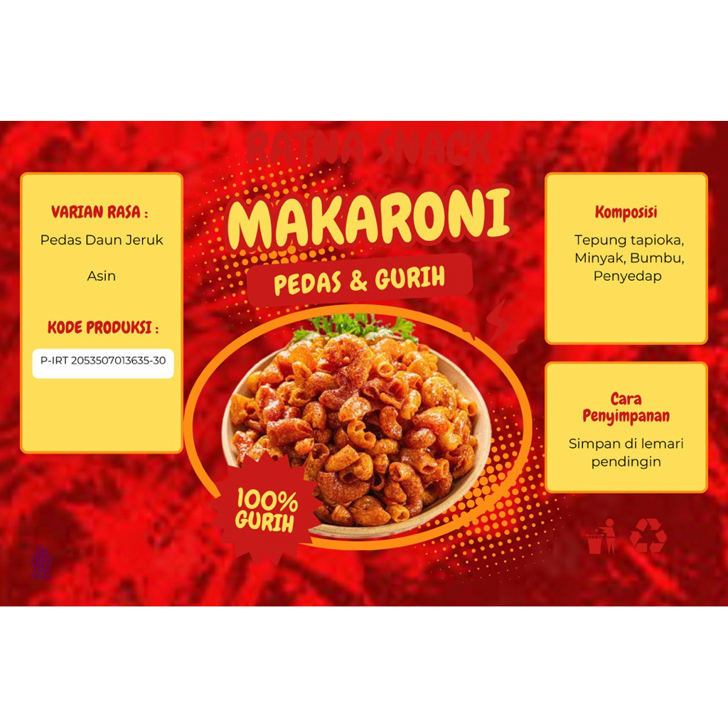 

MAKARONI BESAR PERAS DAUN JERUK Ratna Snack Renyah Gurih Cemilan Pedas Termurah Terenak se indonesia