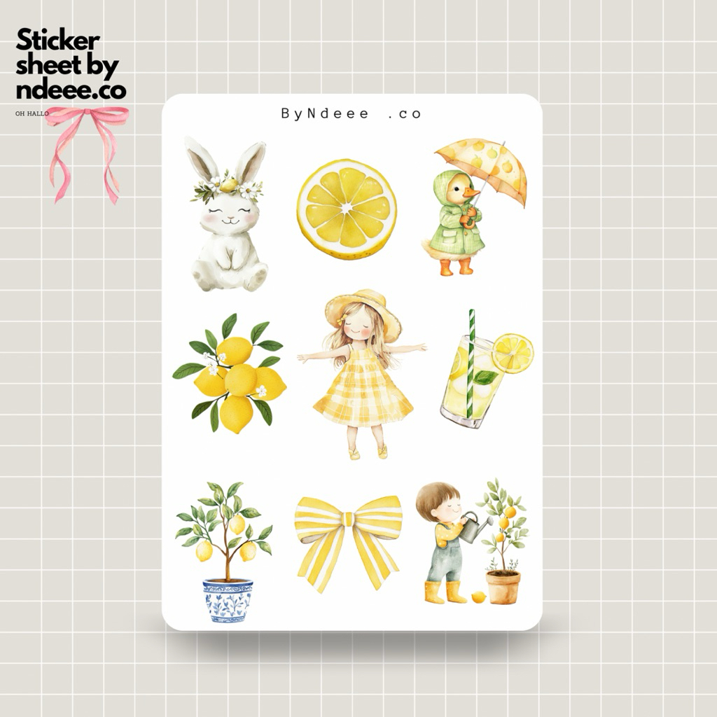 

Sticker Sheet | Lemon | journal stickers, calendar, planner stickers, scrapbook stickers, cozy art