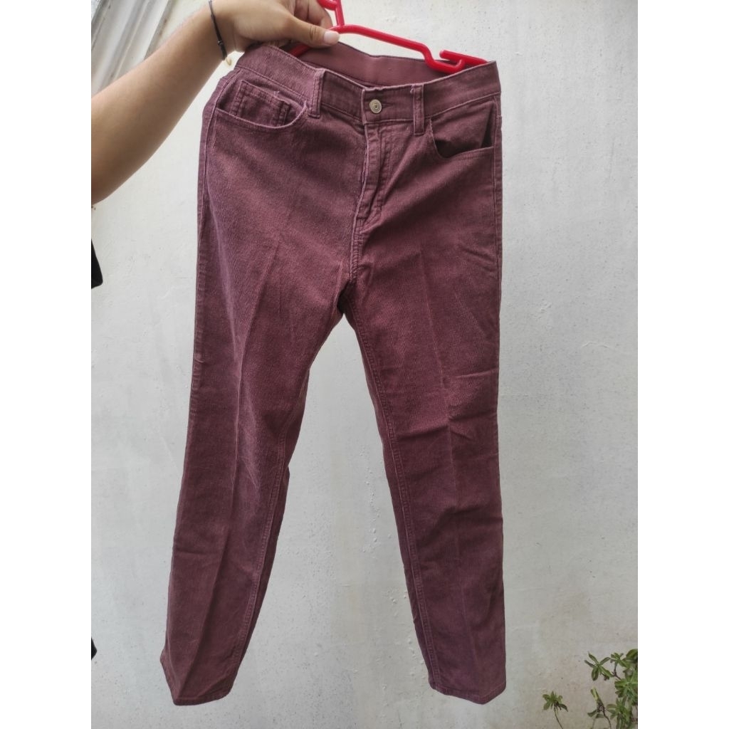 PRELOVED corduroy maroon celana pants