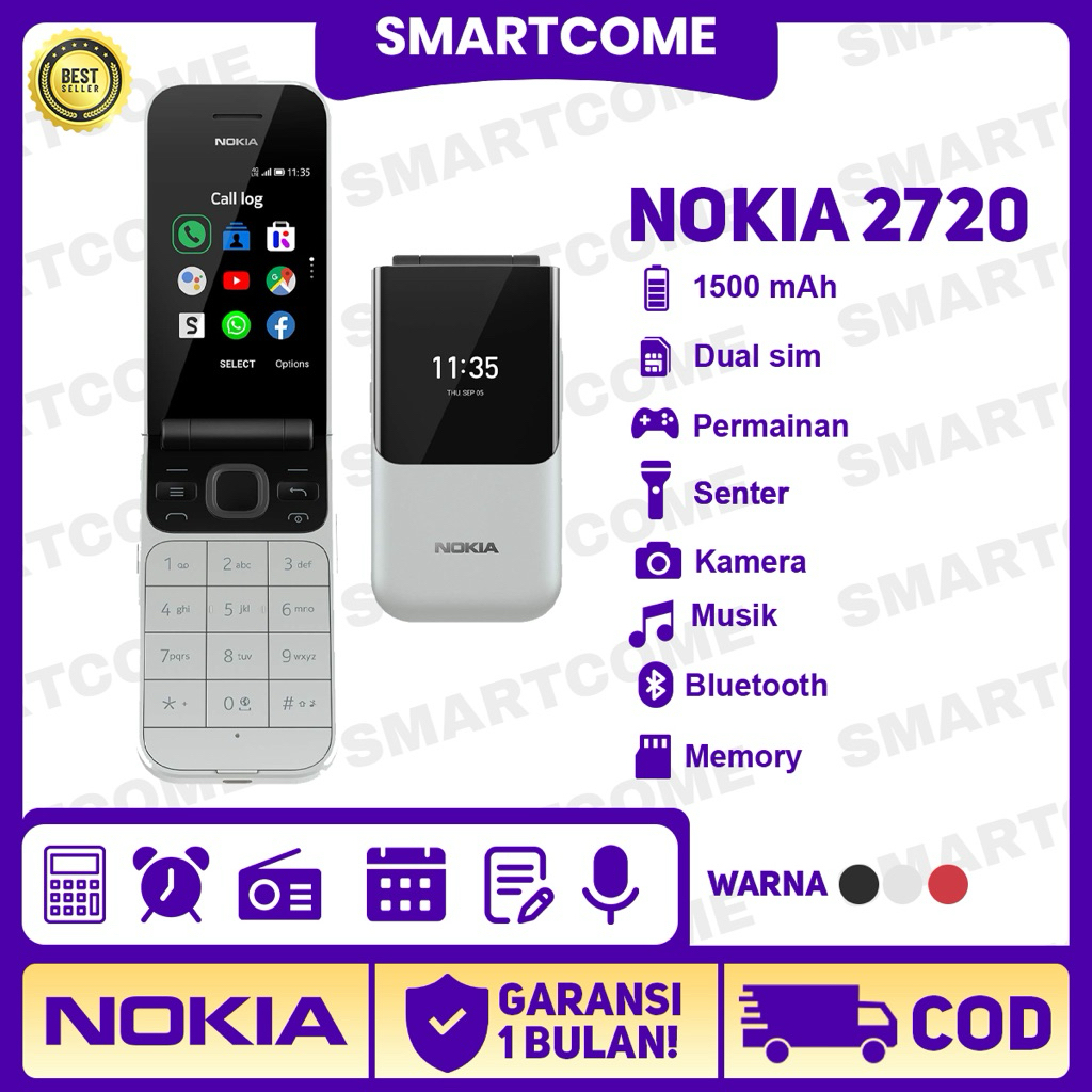 NOKIA 2720 FLIP DUAL SIM GARANSI HP JADUL NOKIA JADUL LIPAT