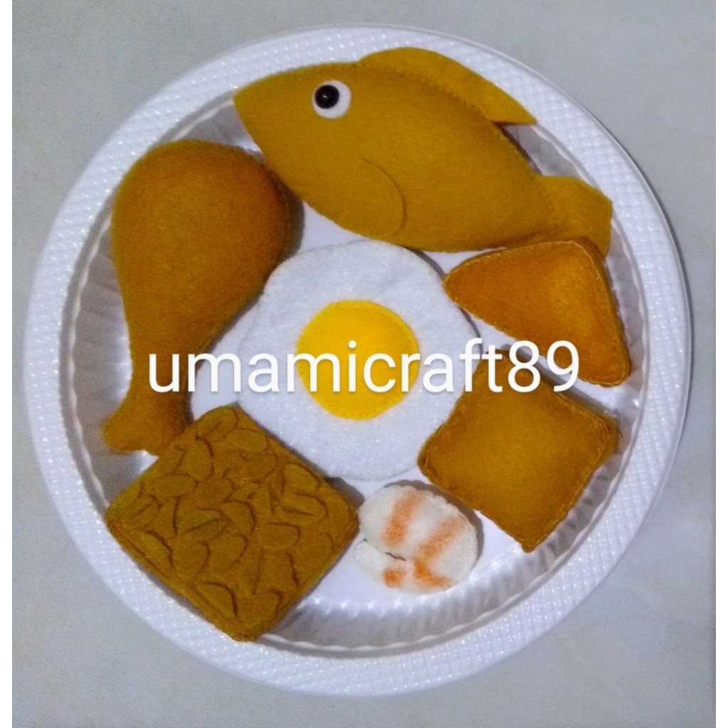 Felt food / Mainan Edukasi Lauk Pauk MATANG / Mainan Makanan Flanel / Replika ayam ikan tahu tempe t