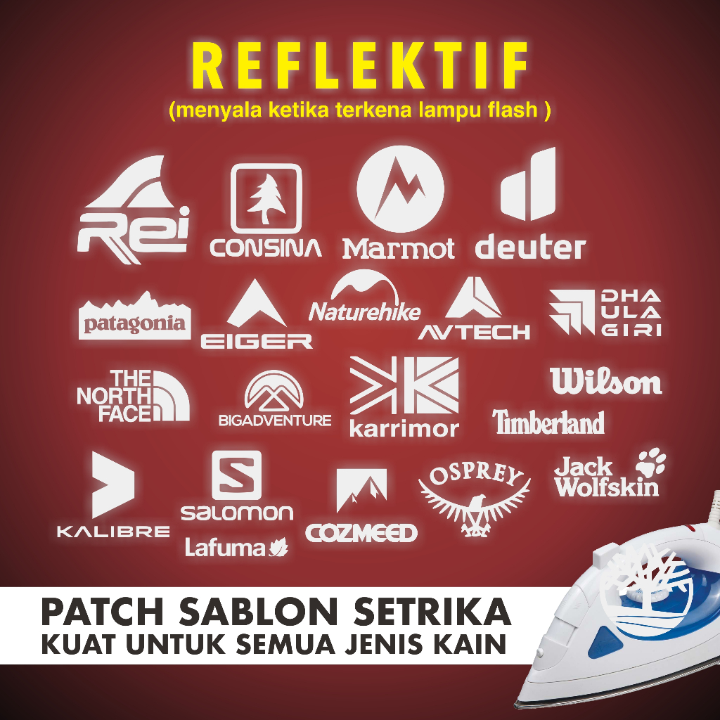 SABLON POLYFLEX Reflektif BRAND Outdoor PATCH STIKER SABLON Logo Setrika / cetak print DTF POLYFLEX 