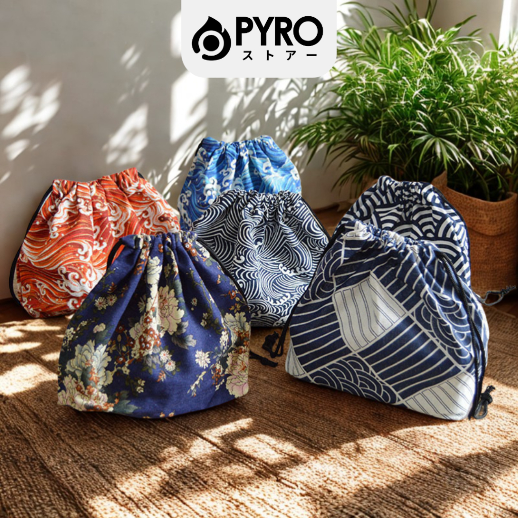 Tas Serut Katun Premium Motif Jepang Karakter Serbaguna Tas Serut Bekal Bento Bervariasi Souvenir Ta