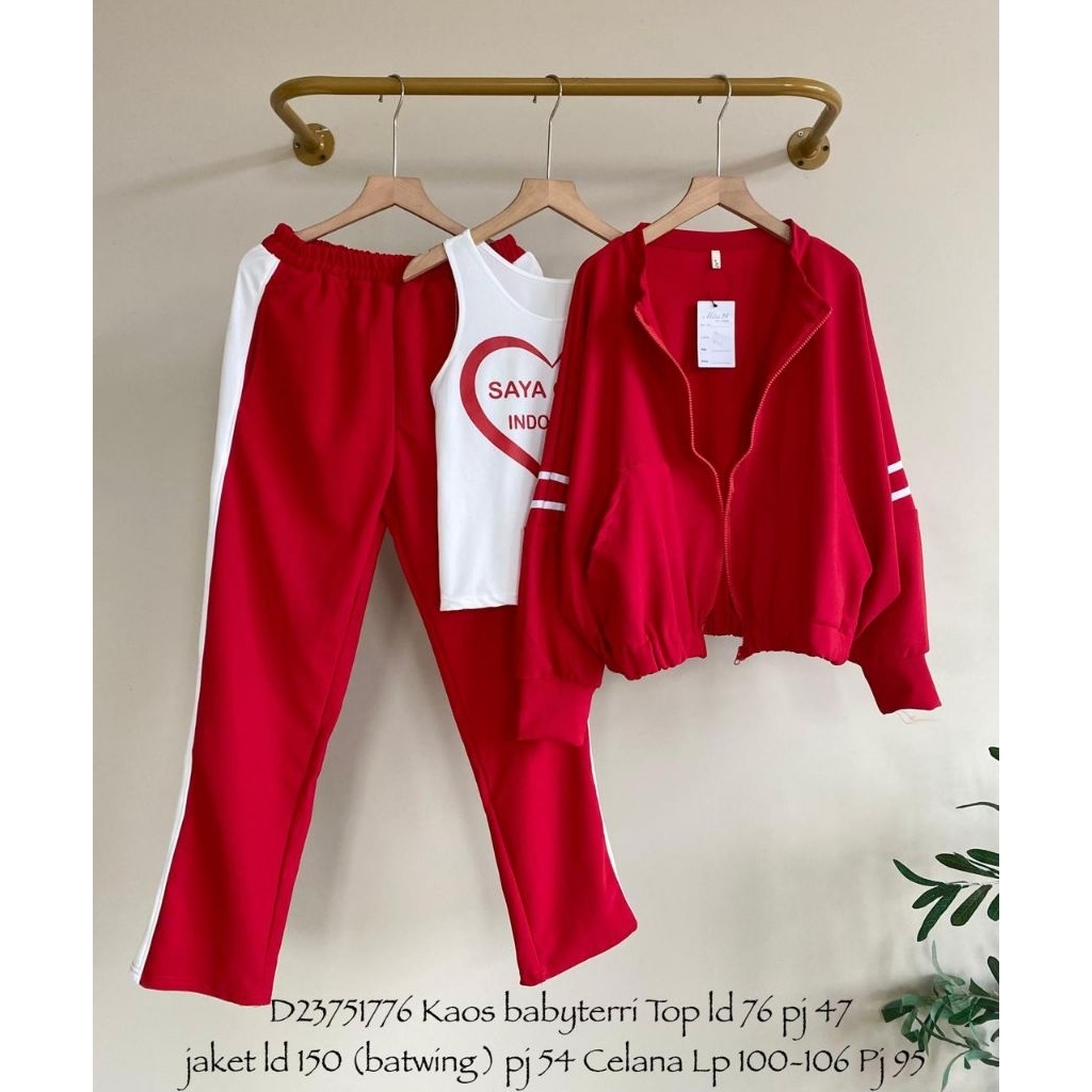 Setelan celana tunik merah putih dirgahayu ri / oneset blouse celana Agustusan / set merdeka