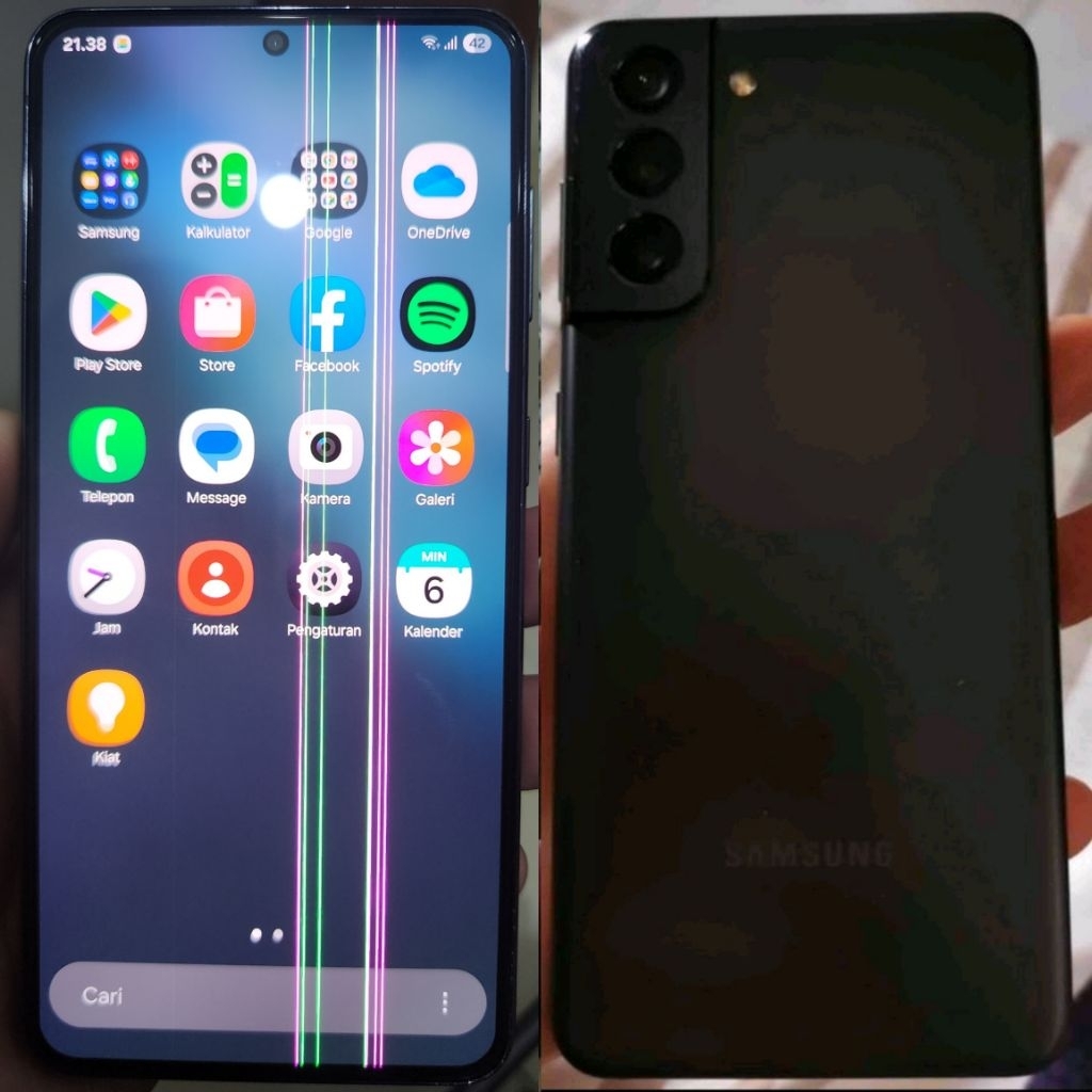 Samsung Galaxy S21 5G 8/256 GB EX INTER DUAL SIM IMEI AMAN MINUS LAYAR BERGARIS