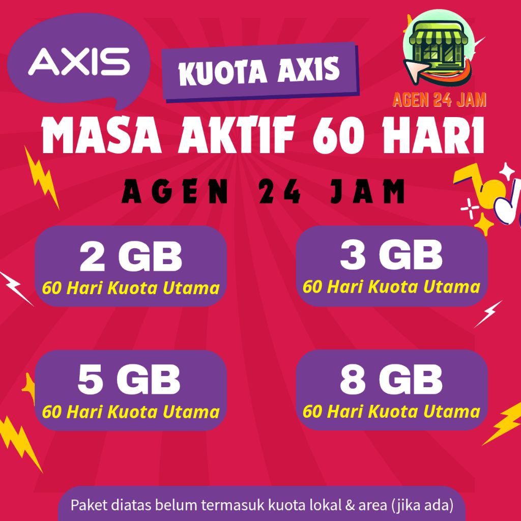 PAKET DATA AXIS 60 HARI / KUOTA INTERNET AXIS TERMURAH 24 JAM (2 - 8 GB)