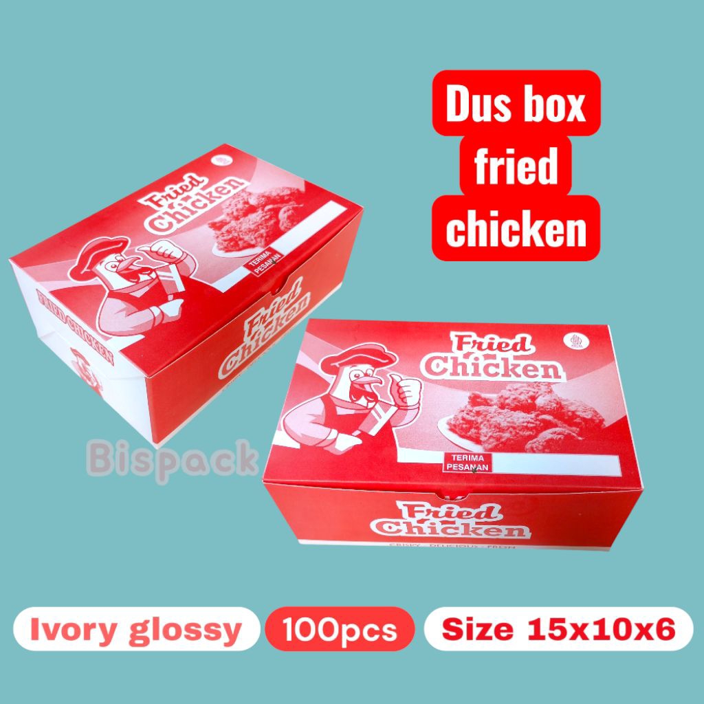 

@100pcs Dus box fried chicken warna merah ivory glossy