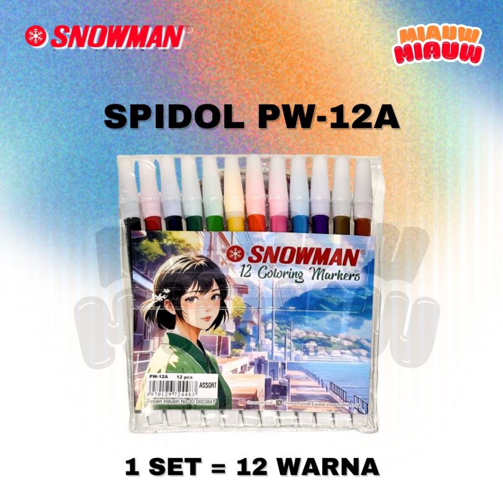 

Spidol Snowman PW-12A Set 12 Warna/ Spidol Warna Set Original