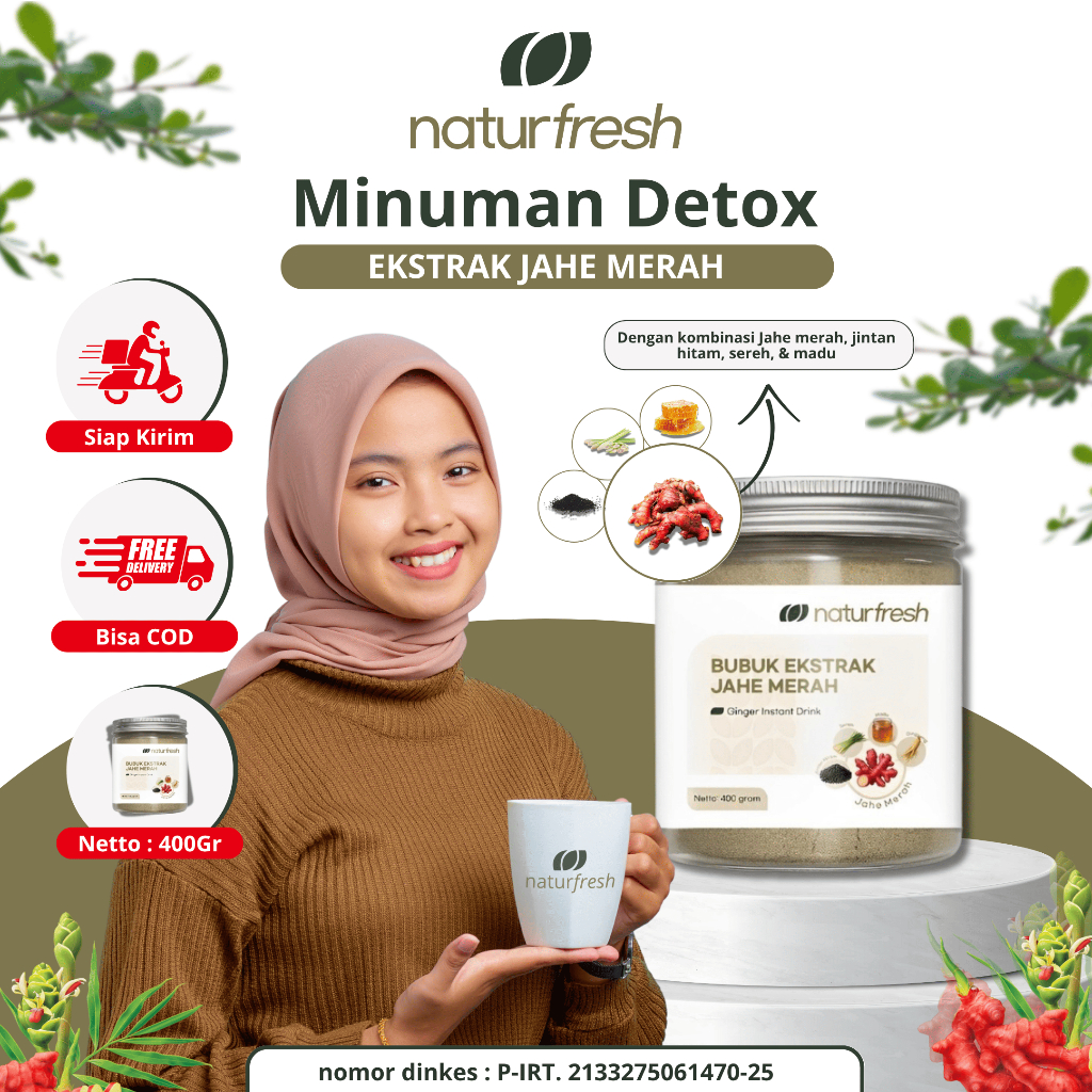 

Naturfresh bubuk ekstrak jahe merah minuman detoks tubuh | minuman detoks usus atau bersih usus