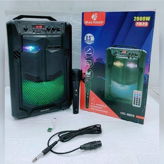 SPEAKER BT BRAIN POWER QS-889 + MIC + REMOTE CONTROL