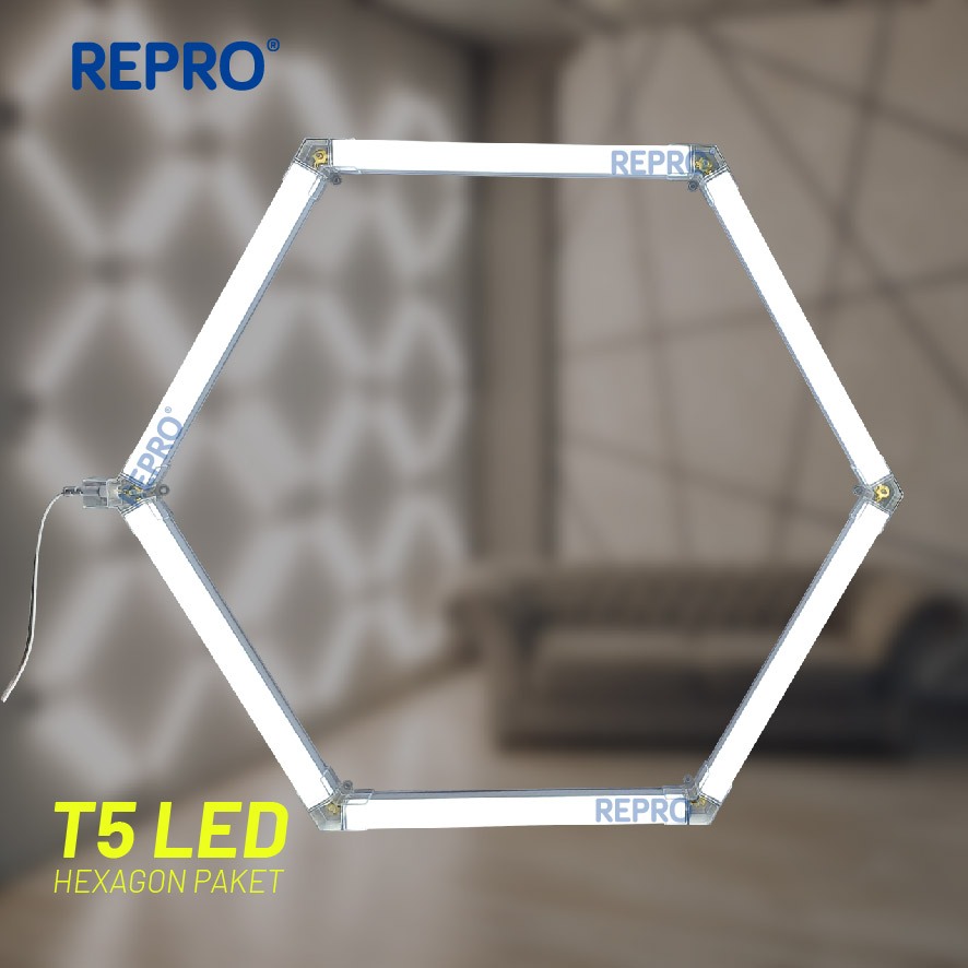 REPRO Rangkaian Lampu LED T5 HEXAGON All in Connector Lampu Adaptor Kabel