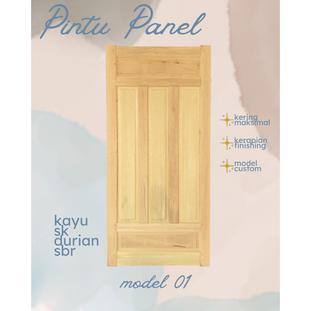 PINTU KAYU PANEL MINIMALIS / PINTU KAMAR / PINTU RUMAH / Model 01 Desain Mewah & Kokoh