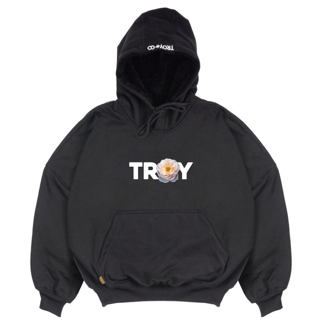 Troy Company Hoodie Boxy Oversized Black Bloom - Hoodie Boxy Oversize Hitam HB 3244