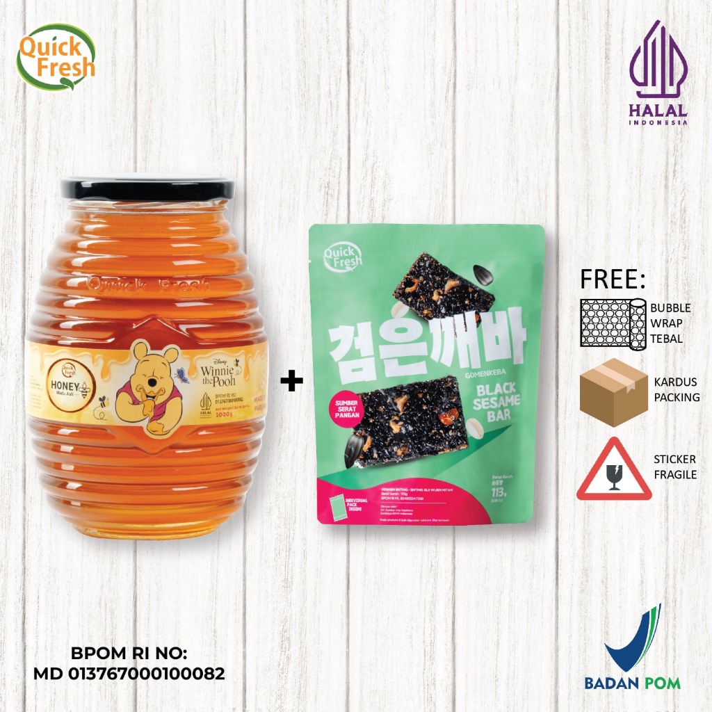 

[FREE QF BLACK SESAME BAR 113GR] DISNEY Quick Fresh Honey / Madu 1kg Jar