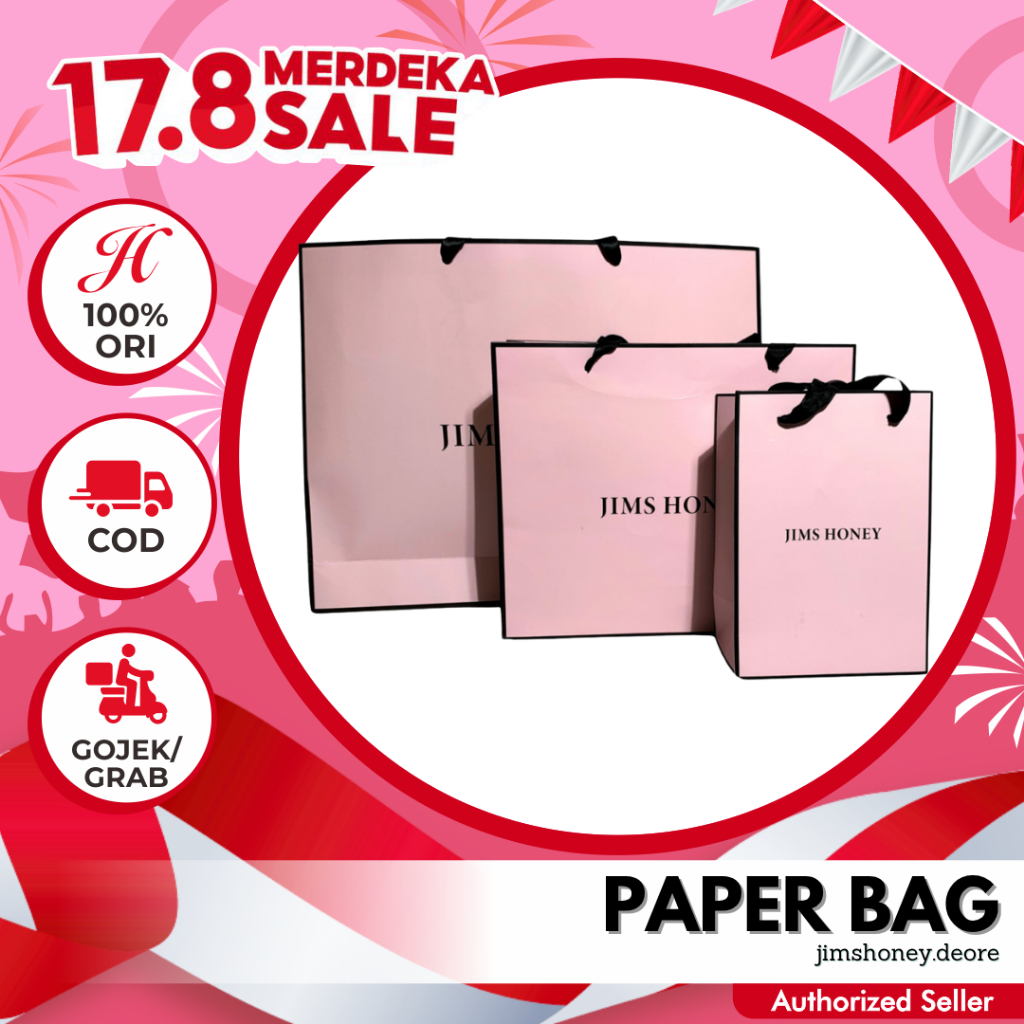 

JIMS HONEY PAPER BAG PINK TAS KADO ELEGAN MURAH IMPORT JH