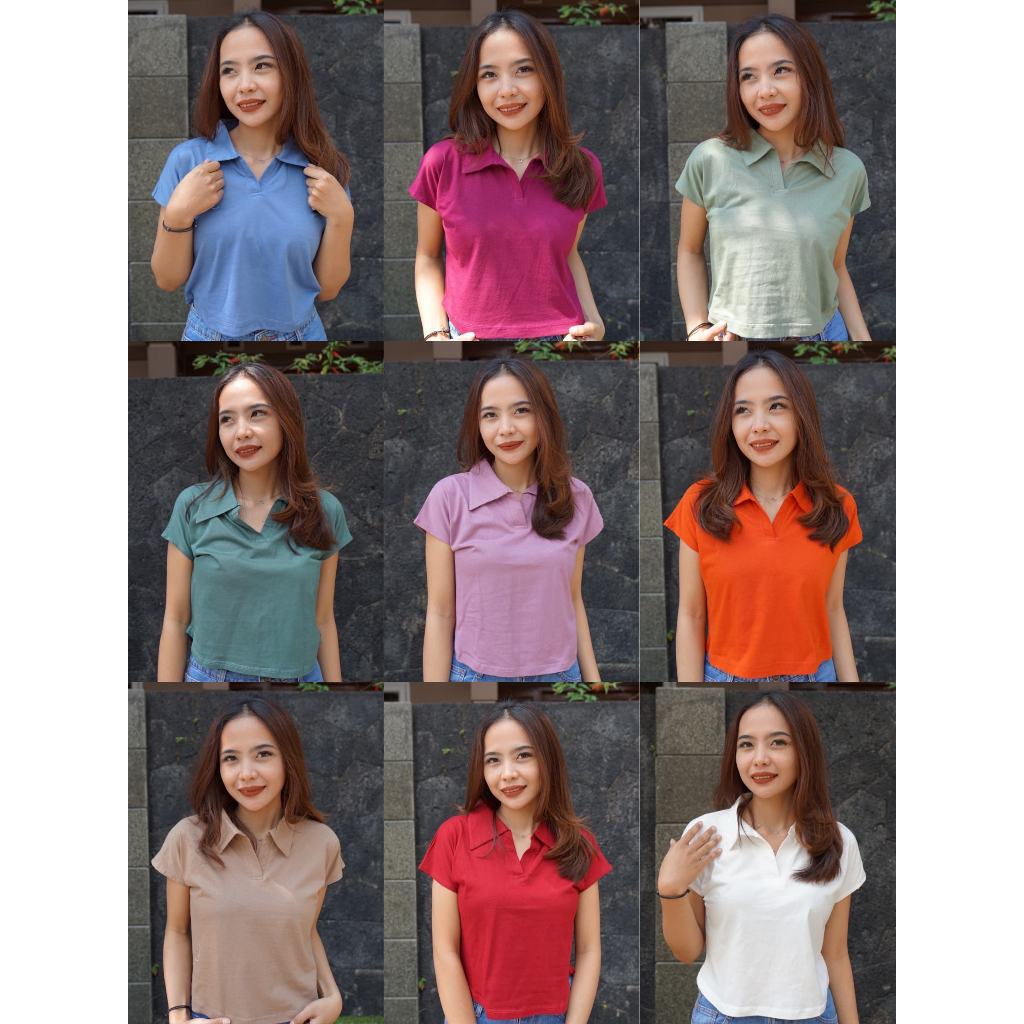 KAOS | BAJU | BAJU KAOS | CROP TOP | BAJU CROP TOP WANITA | CROP TOP KERAH POLO | LUXELOOKS