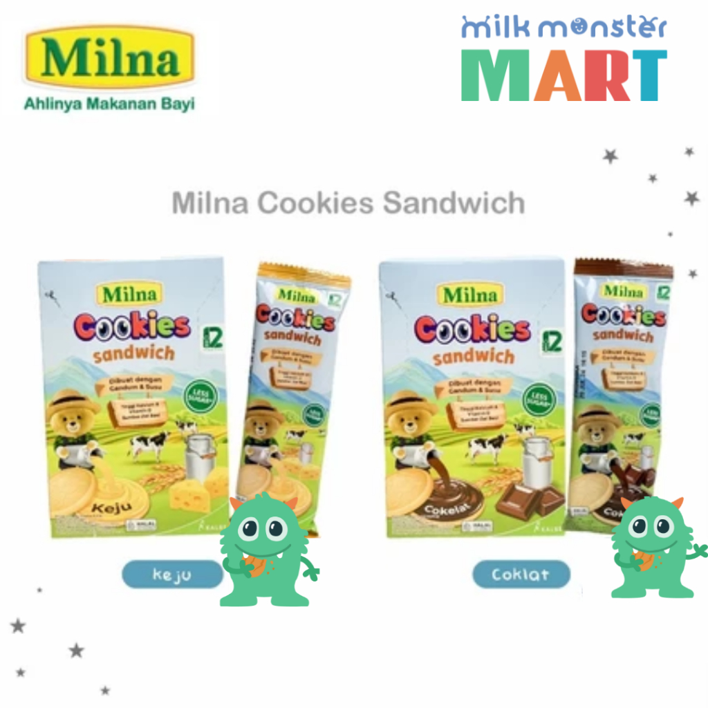 MILNA Cookies Sandwich Keju dan Coklat - Biskuit Bayi 12 Pcs