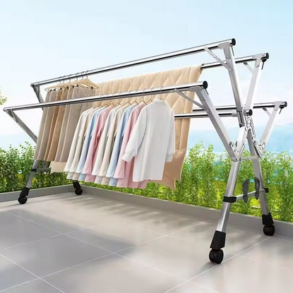 Jemuran Baju Portable Lipat  Rak Jemur Stainless Steel Minimalis / Hanger Serbaguna Hemat Tempat