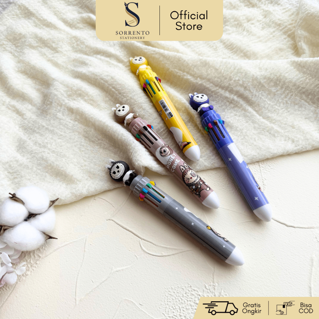 

Pulpen 10 Warna Labubu 3D - Multi Color Pen Karakter