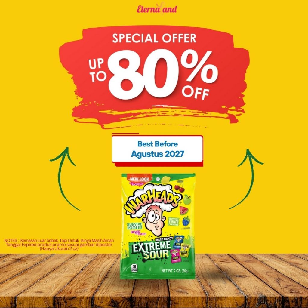 

Warheads Extreme Sour Hard Candy - permen asam warheads impor usa