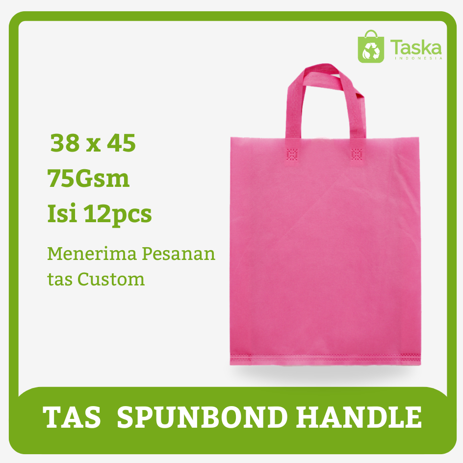 

Taska - Tas Spunbond Handle 38x45 Warna Pink Harga Satuan Grosir Goodiebag Sembako Besar