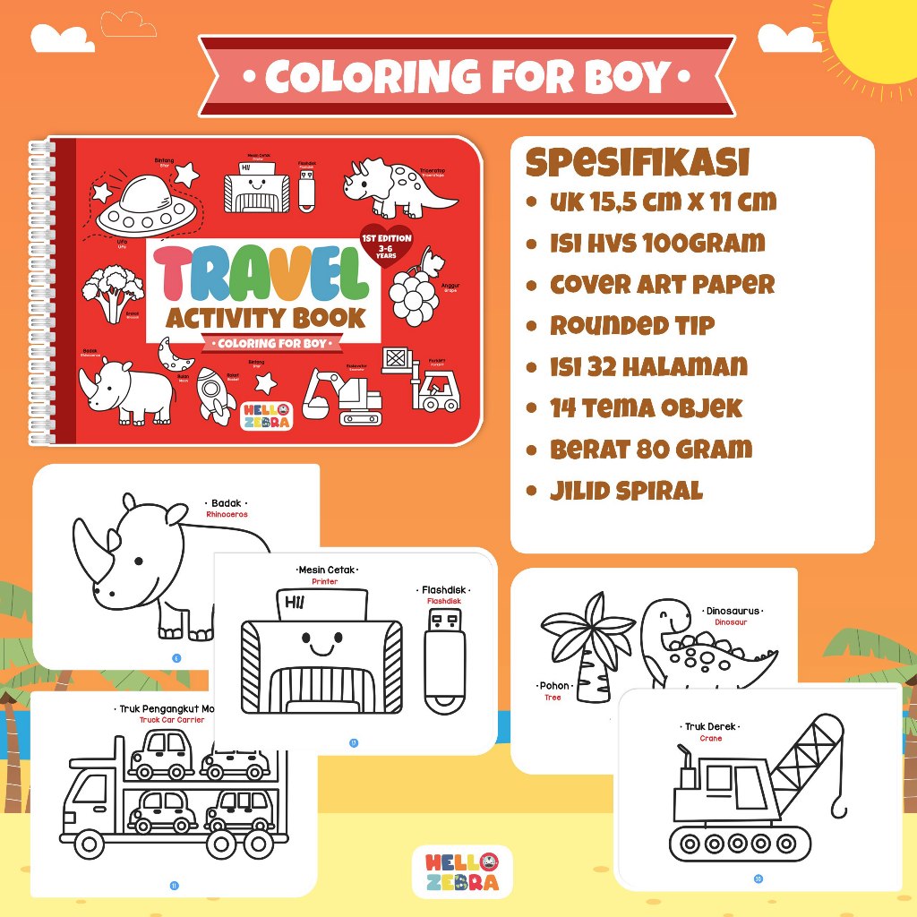 

Travel Coloring Boy / Buku Mewarnai (Tanpa Crayon)