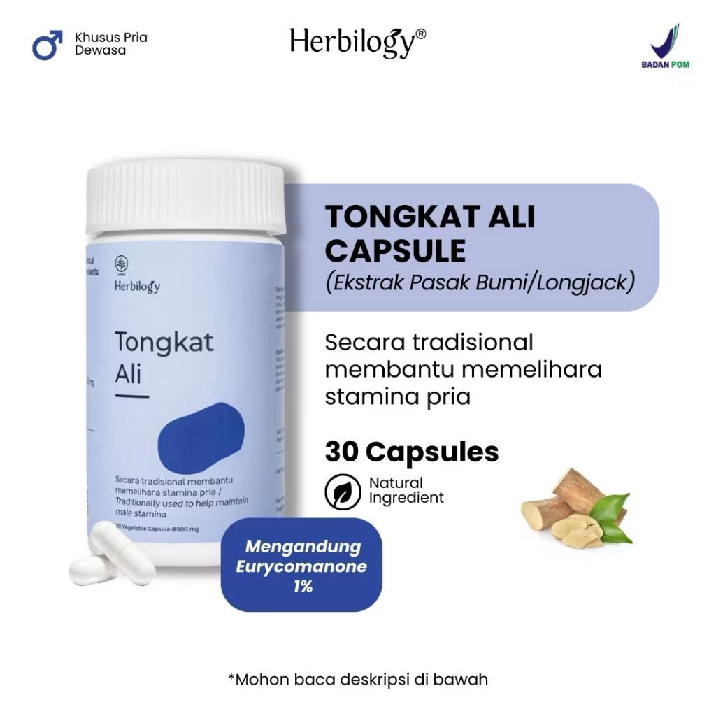 

Herbilogy tongkat ali - obat kapsul vitalitas penambah stamina kuat tahan lama pria / laki laki herbal bpom