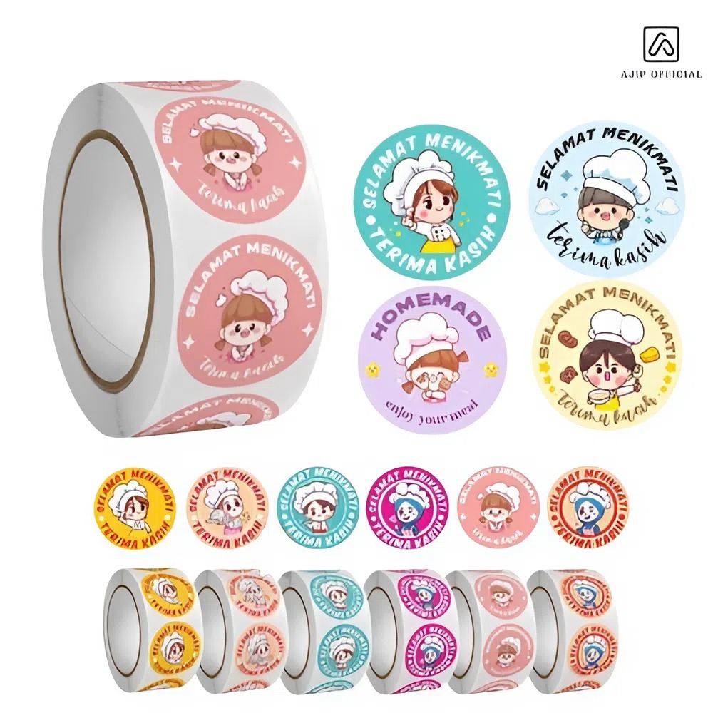 

Sticker Label Makanan Kue Selamat Menikmati 1 Roll Isi 500 Pcs Bulat 2.5 cm Kekinian Multifungsi