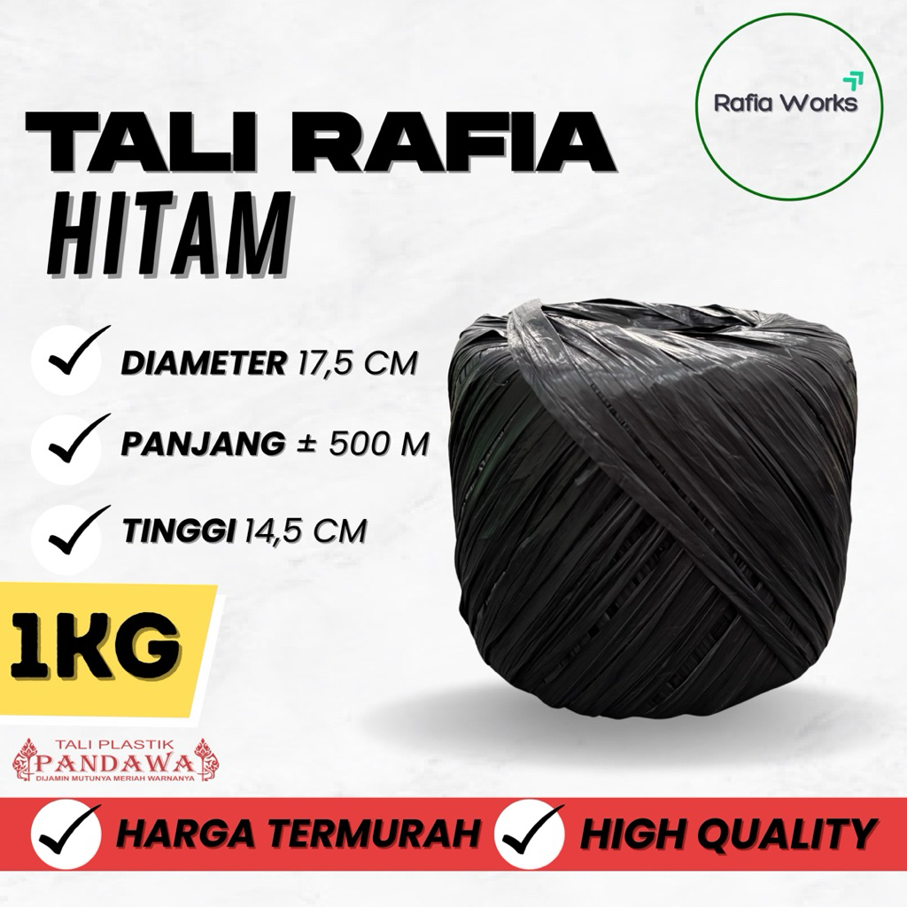 

Tali Rafia Hitam 1 Kg Kuat Murah Serbaguna Merk Pandawa
