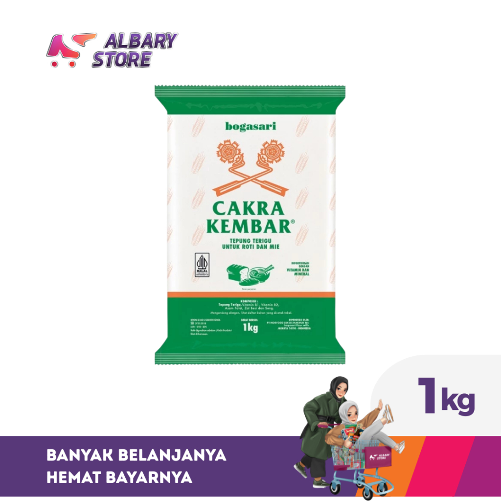 

Bogasari Cakra Kembar Tepung Terigu Bening 1 kg