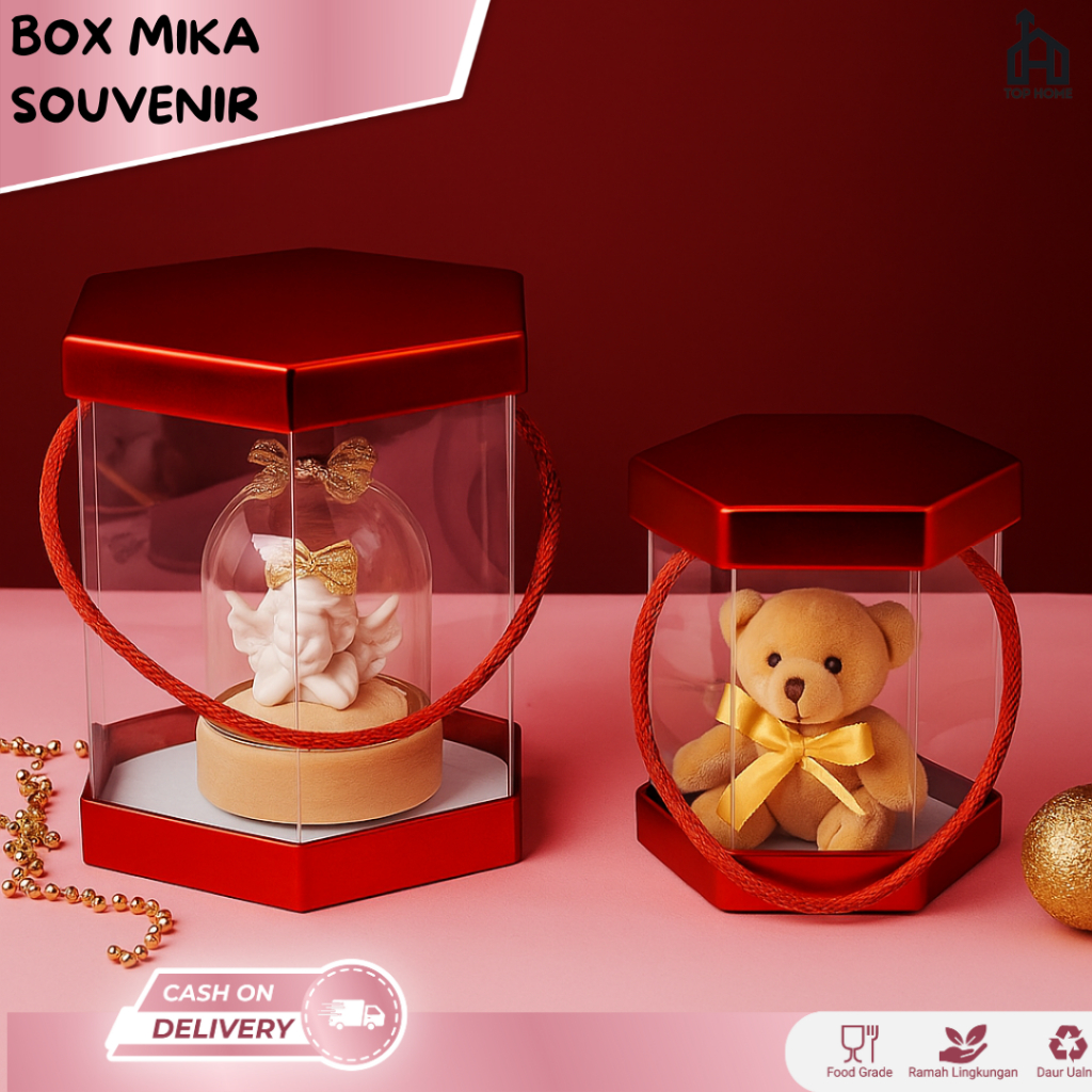 Gift box / Box Mika Kotak Segi Enam / Kotak Hadiah Mika / Box Transparan Mika Bening Elegan Souvenir