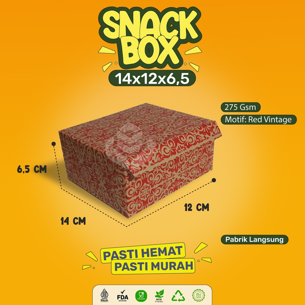 Snack Box 12x14 / Dus Kue Motif / Kotak Kue / Dus Kue / Dus Snack 12x14 / B1K135