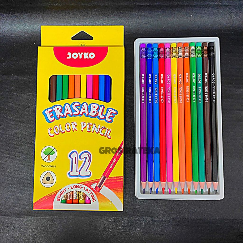 

PENSIL WARNA, PULAS ERASER ER 0130 PANJANG 12warna JOYKO