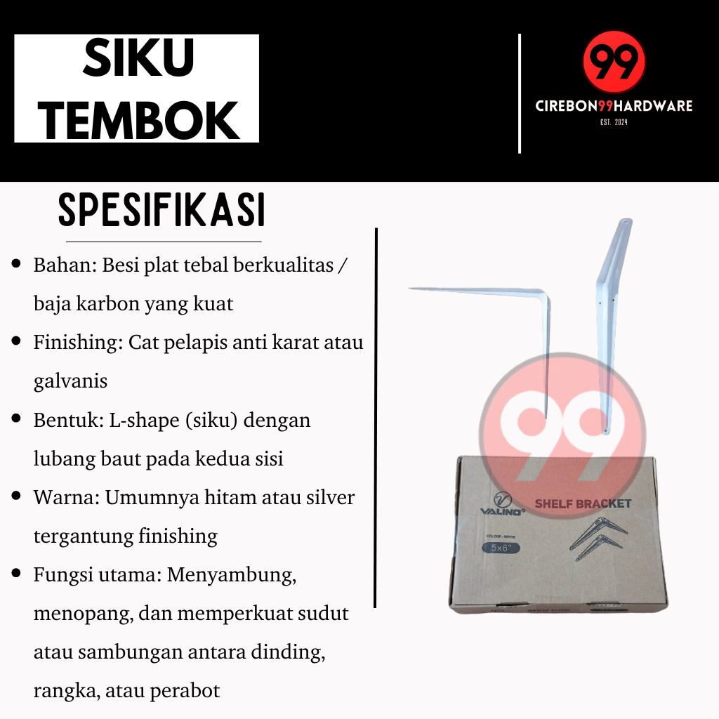 Siku Tembok Berbagai Ukuran Braket Siku Dinding