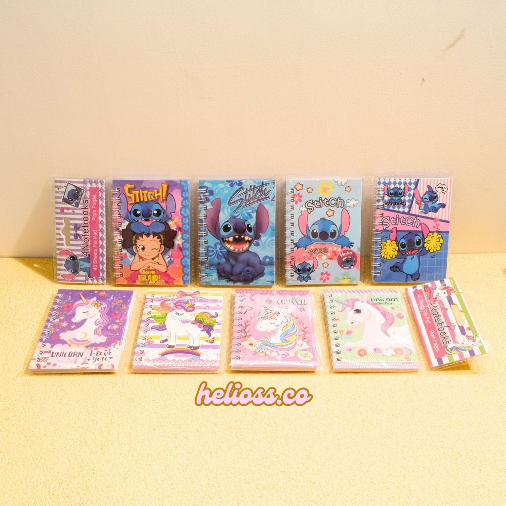 

BUKU TULIS RENCENG NOTEBOOK MINI 1 RENCENG ISI 4 PCS MOTIF STITCH UNICORN KUDA PONI BUKU TULIS SPIRAL A7 KARAKTER LUCU TERMURAH HELIOSS.CO