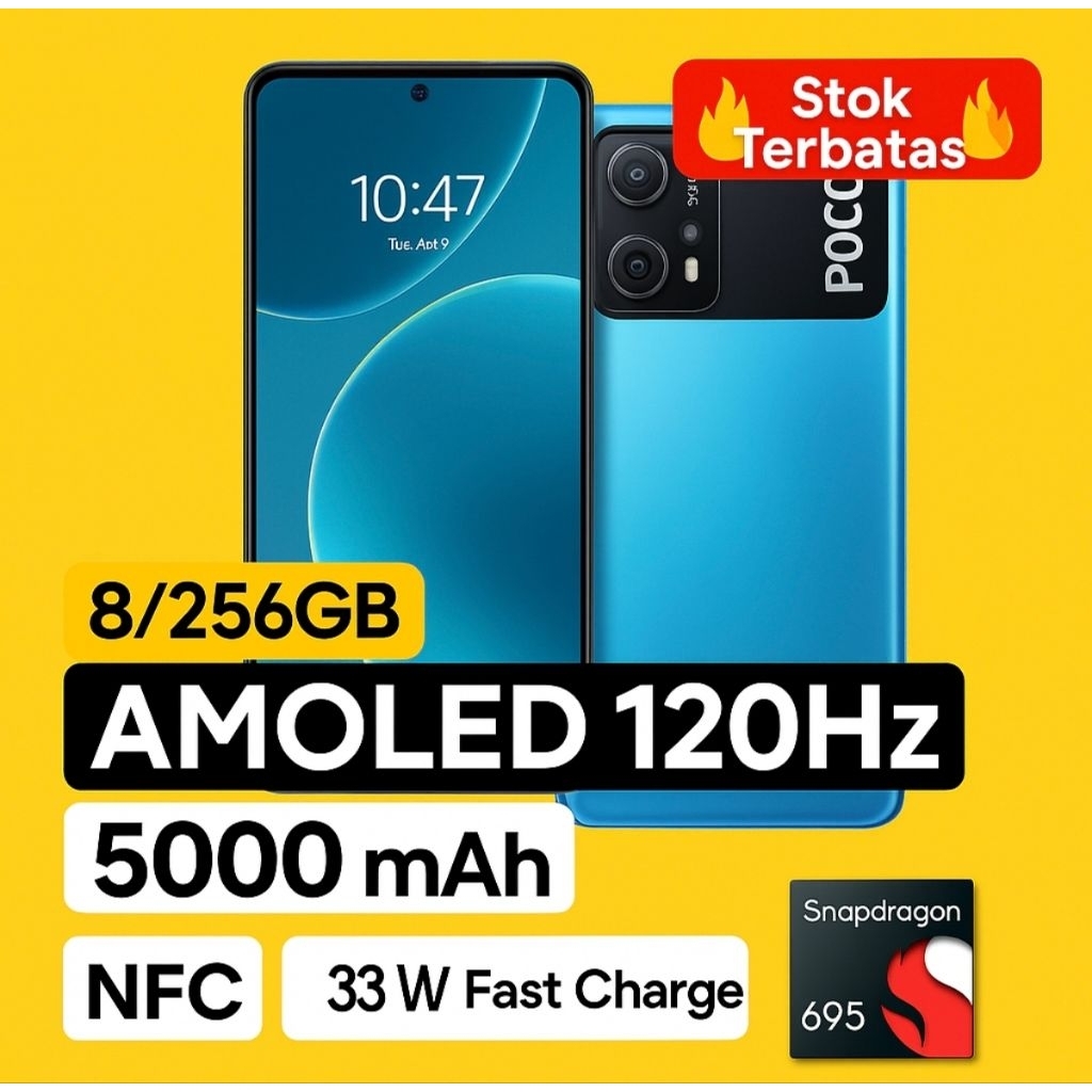 POCO X5 5G (8/256) – Layar AMOLED 120Hz | Snapdragon 695 | 5000mAh