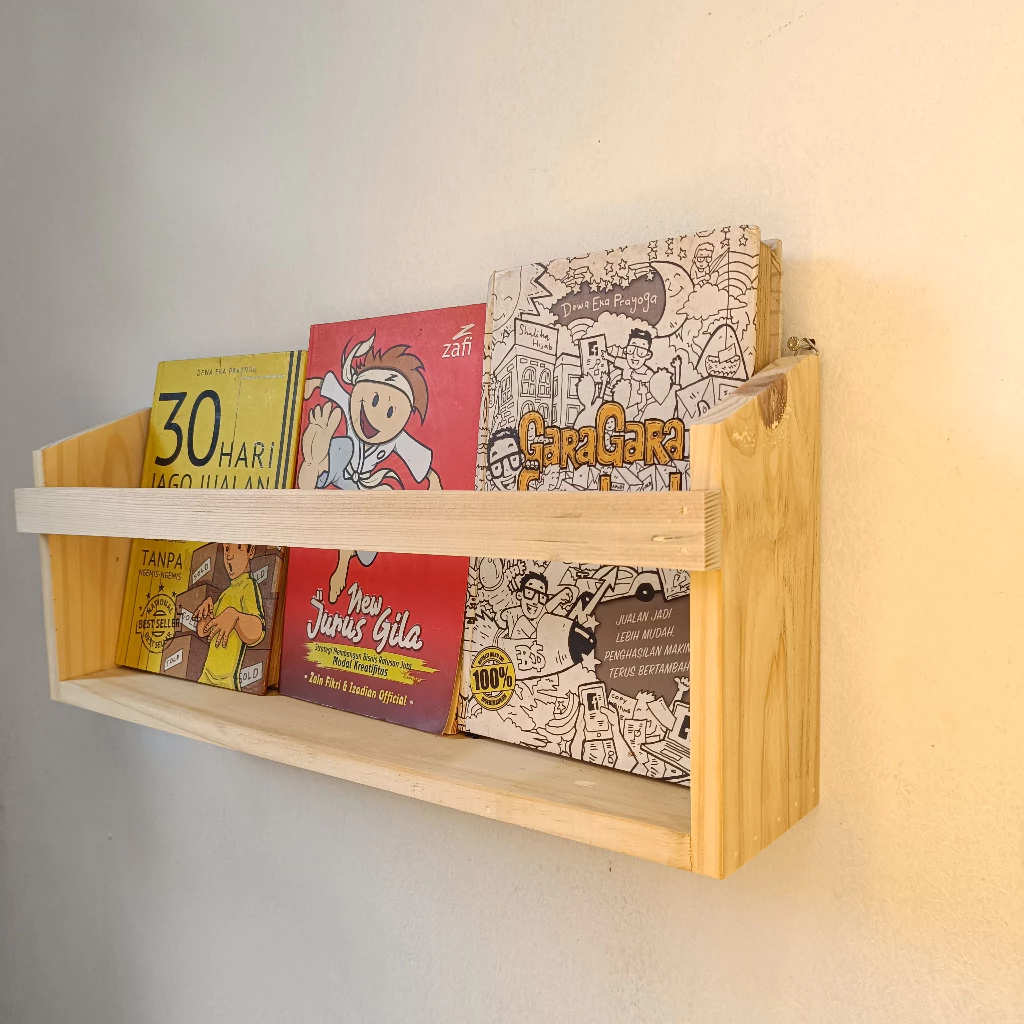 Kayoenan Rak Buku Dinding Minimalis Aesthetic Serbaguna untuk Rak Majalah dan Buku