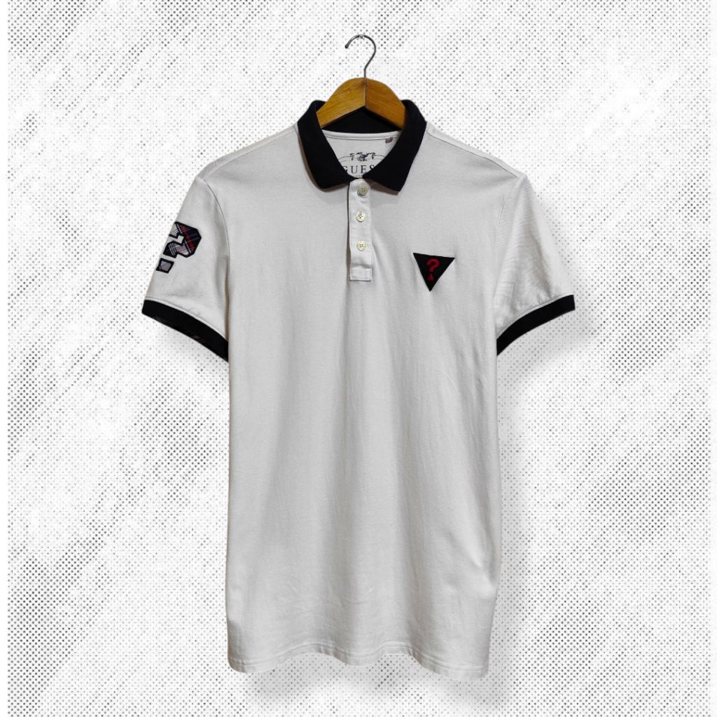 GUESS Polo shirt pria, kaos kerah pria atasan pria