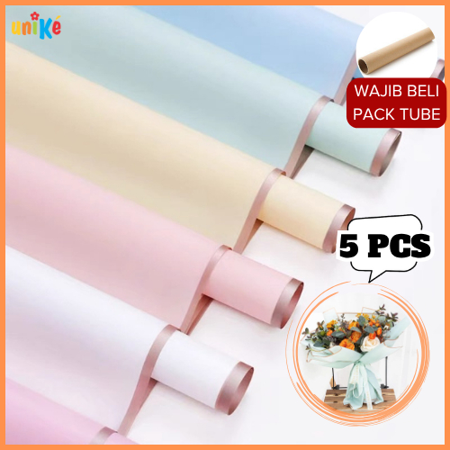 

5 Pcs Kertas Buket Cellophane Paper Polos Bahan Buket Lengkap Flower Wraping Grosir Unike