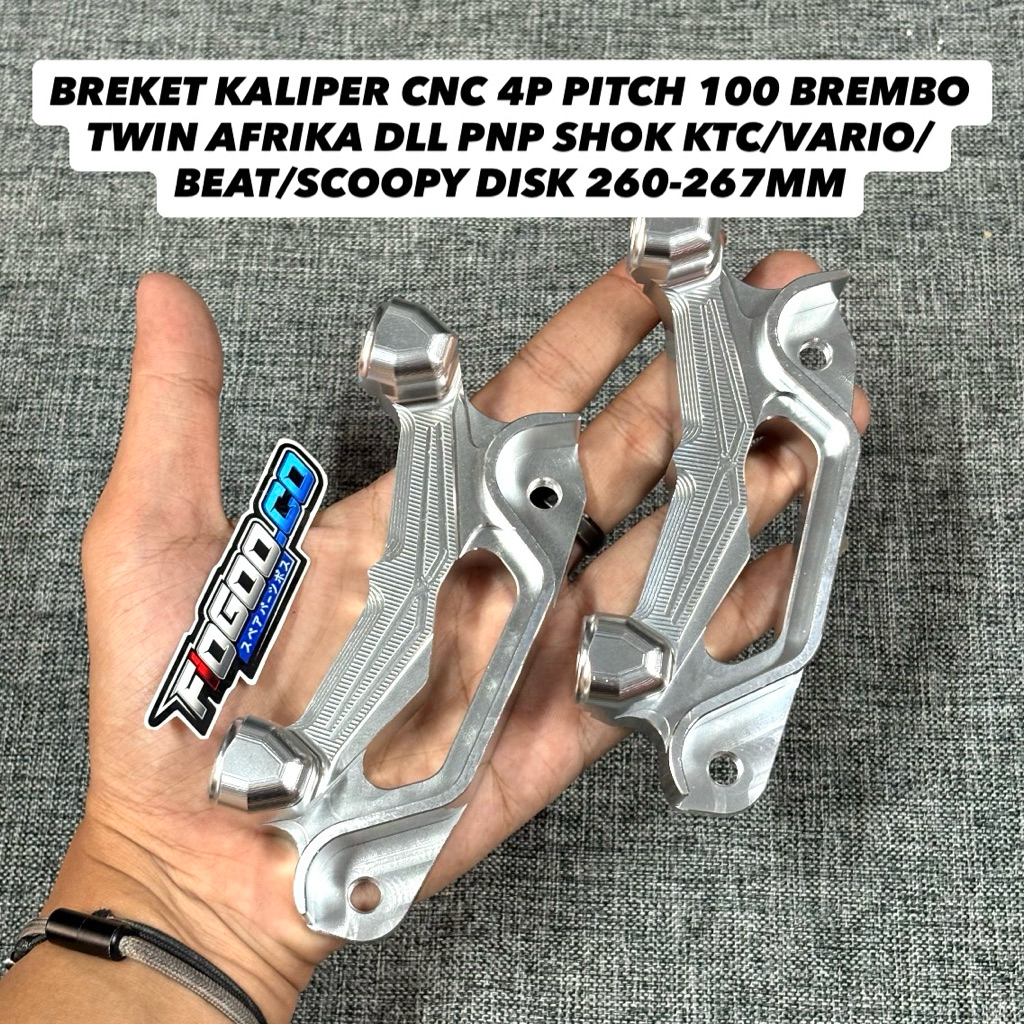 BREKET KALIPER 4P P100 PNP SHOK KTC/VARIO BEAT SCOOPY 260MM NISSIN AFRIKA M50 GP4RX GP4RS BREKET KAL