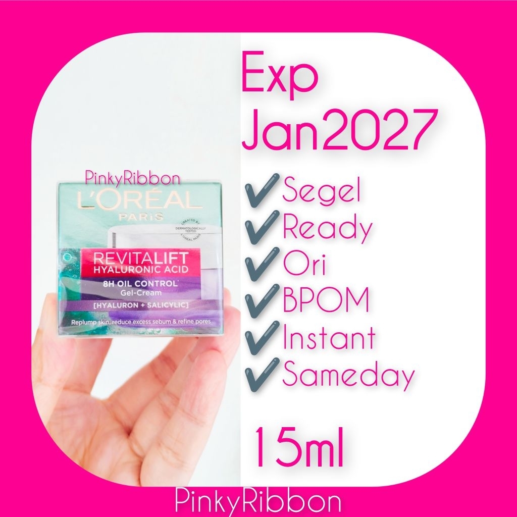 LOREAL Paris Revitalift Hyaluronic Acid 8H Oil Control Gel Cream 15ml 15 ml