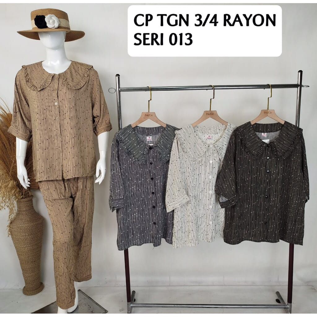 MOTIF RANDOM STELAN SIE LIE CP LENGAN 3/4 | BAJU TIDUR | PIYAMA | COD