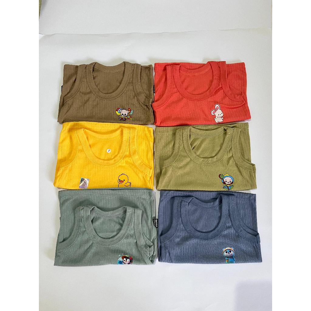 Little Tata - SInglet Bayi - Kaos dalam bayi- Kaos kutang bayi - Polos Salur - Bahan adem katun - Wa