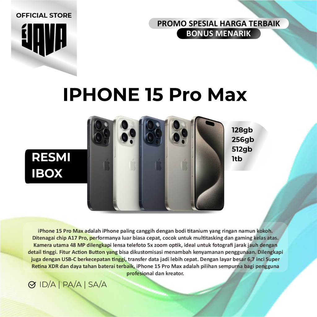Apple iPhone iBox 15 Pro Max 256GB | 512GB | 1TB Second Bekas ORIGINAL 100% MULUS 15 Pro Max NORMAL