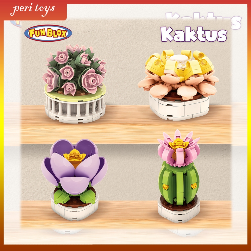 Kaktus FunBox/Building Blok Botanicals Bunga Mini / Mainan Bricks Lego/Nano Block Flower Toy