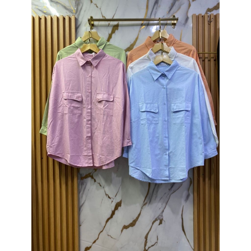 KEMEJA WNITA HBT SAKU TUTUP LENGAN PANJANG