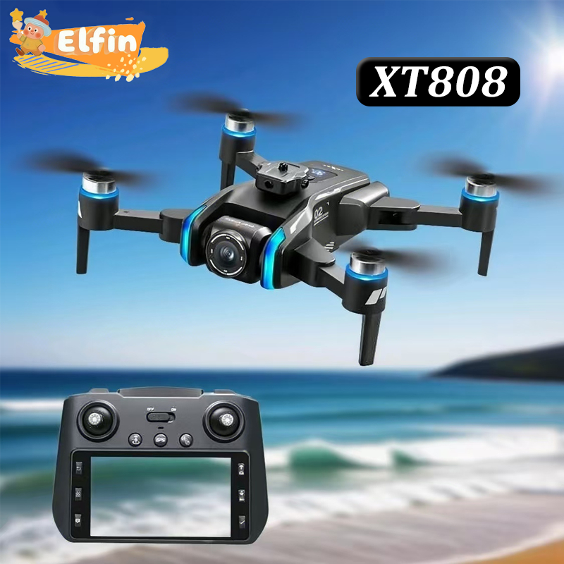 XT808 Drone  Large Screen Version GPS Professional 4K HD Dual Kamera Brushless Motor Ada Tabrakan Op
