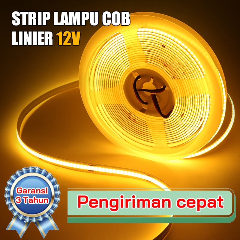 Lampu strip COB 12V/24V Cahaya Kepadatan Tinggi 5 Meter/10Meter Lampu Led Lem Perekat Sendiri