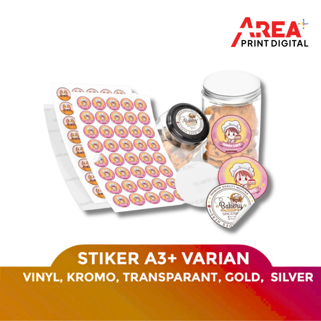

Custom Sticker Vinyl A3+ Transparan Chromo Silver Gold HVS Cetak Presisi