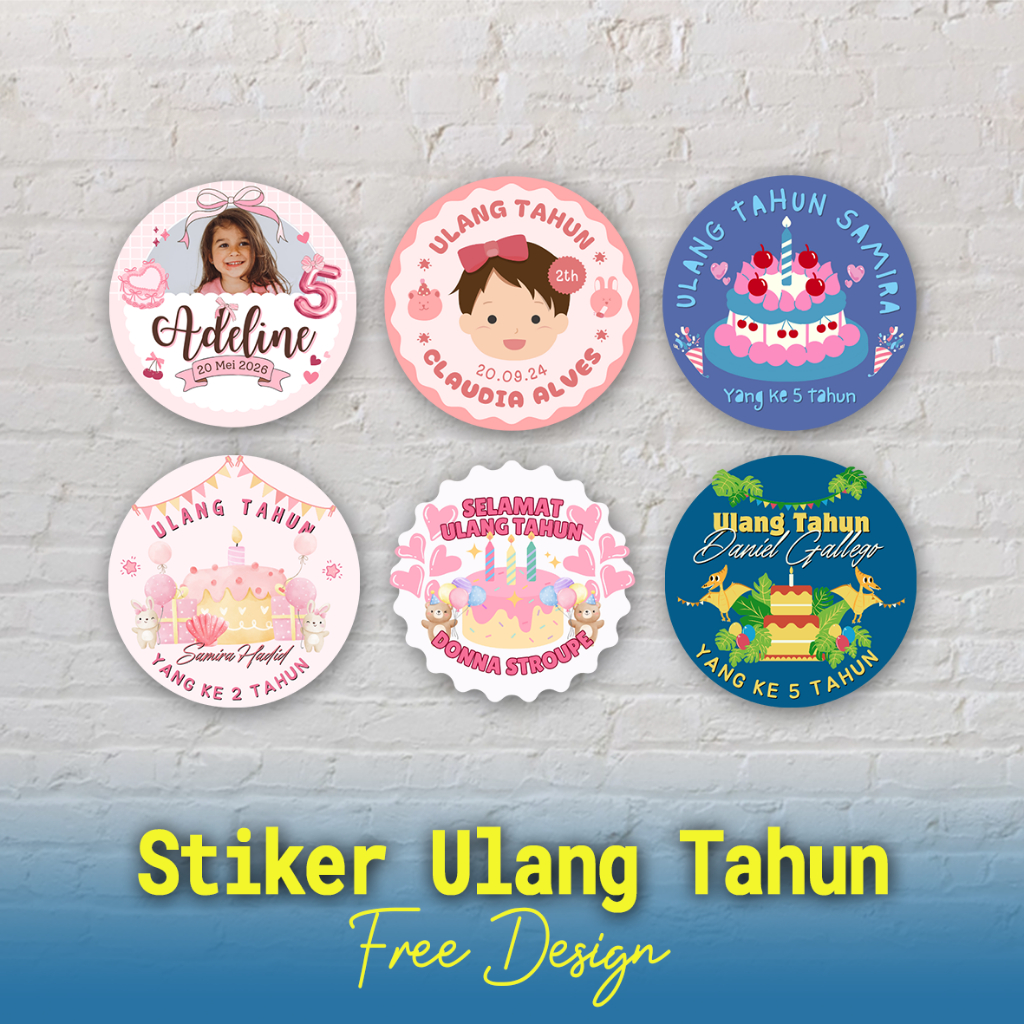 Stiker Ulang Tahun, Stiker Kromo Ulang Tahun, Stiker Ultah Ukuran 5x5cm DAPAT BANYAK, Stiker Kromo M